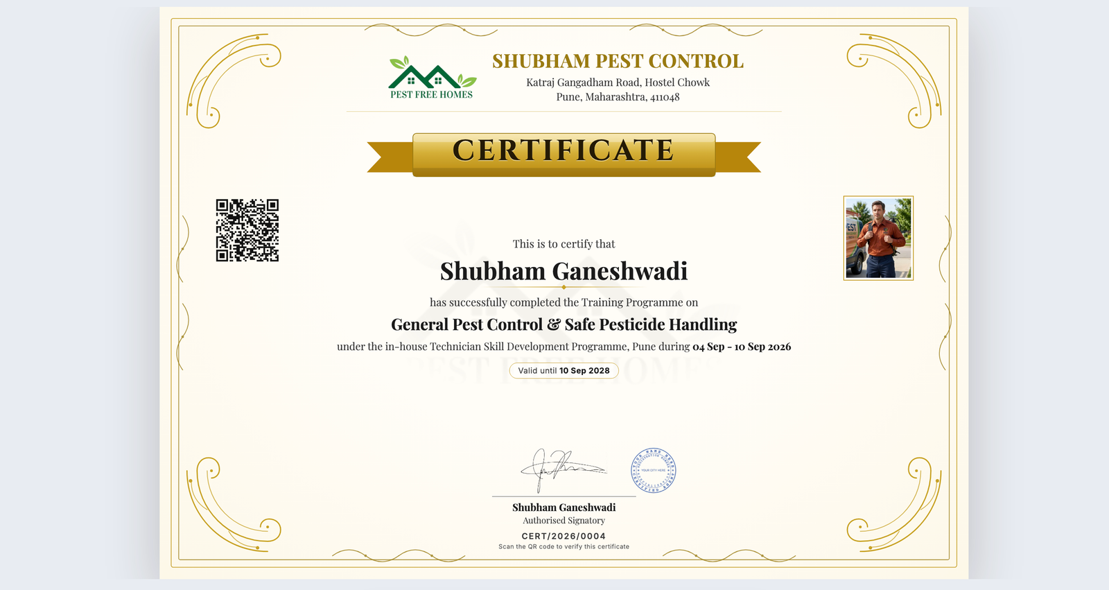training certificate